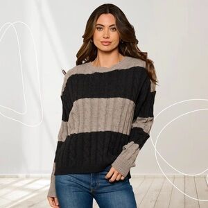 Lelis Striped Cable Knit Sweater